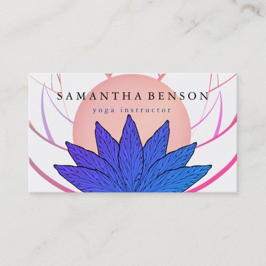 Carte De Visite Élégant rose et bleu Lotus Logo Yoga (Devant)