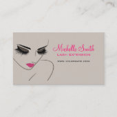 Carte De Visite Élégant rose et gris Lash Extension Salon de beaut (Devant)
