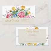 Carte De Visite Élégant rose et jaune Rose de printemps (Devant / Derrière)