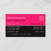 Carte De Visite Élégant rose et noir avec Initiales Professionnel (Dos)