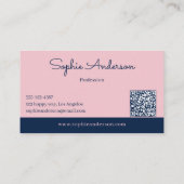 Carte De Visite Élégant Rose et Nuit avec Code QR Chic (Dos)