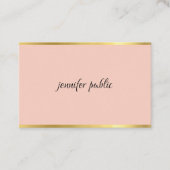 Carte De Visite Élégant Rose Et Or Cursive Main Script Moderne (Devant)
