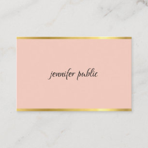 Carte De Visite Élégant Rose Et Or Cursive Main Script Moderne