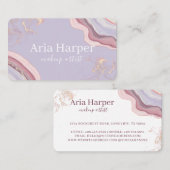 Carte De Visite Elégant rose et violet Geode Gold Parties scintill (Devant / Derrière)