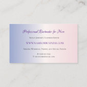 Carte De Visite Élégant rose et violet Splash Événements Bartender (Dos)