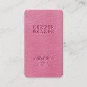 Carte De Visite Élégant rose Faux Cuir végétal (Devant)