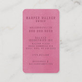 Carte De Visite Élégant rose Faux Cuir végétal (Dos)
