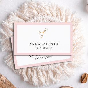 Carte De Visite Elégant Rose Faux Gold Ciseaux Hair Styliste