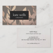 Carte De Visite Elégant Rose Feuille or moderne Designer d'intérie (Devant / Derrière)