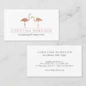 Carte De Visite Élégant Rose Flamants roses Gold Planificateur d'é (Devant / Derrière)