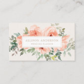 Carte De Visite Elégant rose floral et vert aquarelle (Devant)