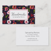 Carte De Visite Élégant rose floral fait main (Devant / Derrière)