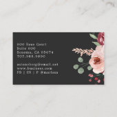 Carte De Visite Élégant rose floral noir (Dos)