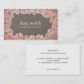 Carte De Visite Elégant Rose Floral Roses d'or (Devant / Derrière)