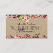 Carte De Visite Élégant Rose Floral Wedding planner professionnel (Devant)