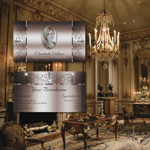 Carte De Visite Élégant Rose foncé Or Squiggled Bijoux avec photo