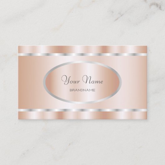Carte De Visite Elégant Rose Gold avec Silver Frame Professional (Devant)