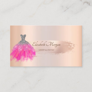 Carte De Visite Élégant Rose Gold Brush Stroke Chic Robe