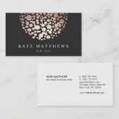 Carte De Visite Elégant Rose Gold Circles Salon de beauté (Devant / Derrière)