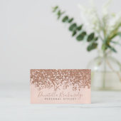Carte De Visite Élégant Rose Gold Confetti Professionnel (Debout devant)