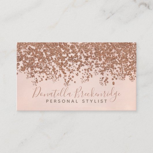 Carte De Visite Élégant Rose Gold Confetti Professionnel (Devant)