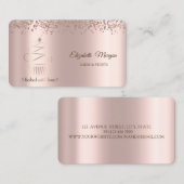 Carte De Visite Elégant Rose Gold Cupcake, Sucres (Devant / Derrière)