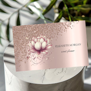 Carte De Visite Élégant Rose Gold Diamants Chic Lotus de Style