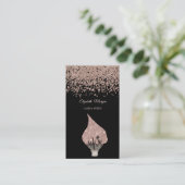 Carte De Visite Elegant Rose Gold Diamonds Glitter Whisk Black (Debout devant)