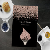 Carte De Visite Elegant Rose Gold Diamonds Glitter Whisk Black