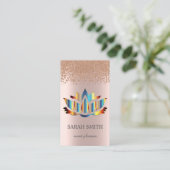 Carte De Visite Élégant Rose Gold Diamonds Lotus Business (Debout devant)