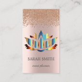 Carte De Visite Élégant Rose Gold Diamonds Lotus Business (Devant)