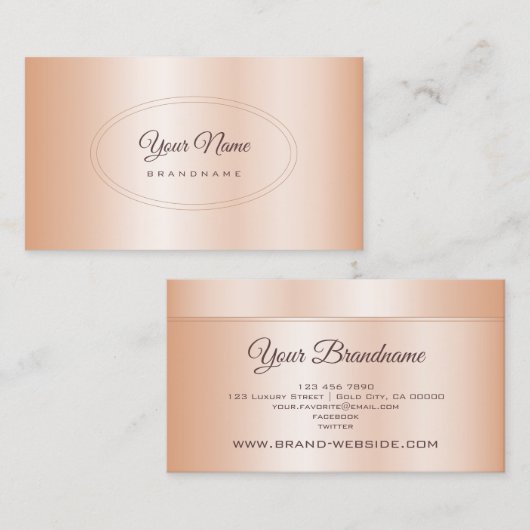 Carte De Visite Élégant Rose Gold Effet Modèle professionnel (Devant / Derrière)