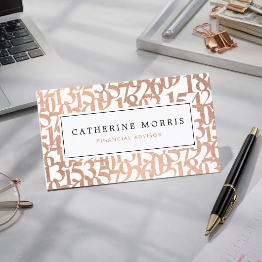 Carte De Visite Elegant Rose Gold Financial Advisor