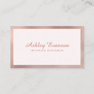 Carte De Visite Elégant Rose Gold Foil Bordure sur le rose pâle