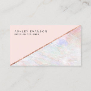 Carte De Visite Élégant Rose Gold Foil et Opal Blush Rose