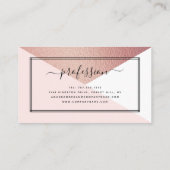 Carte De Visite Élégant Rose Gold Foil Style géométrique moderne (Dos)
