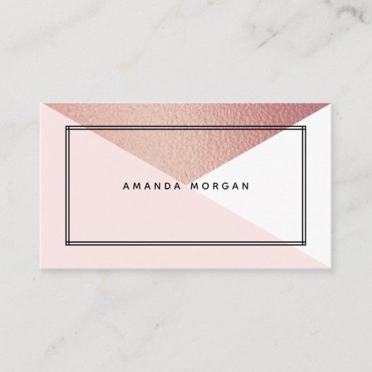 Carte De Visite Élégant Rose Gold Foil Style géométrique moderne (Devant)