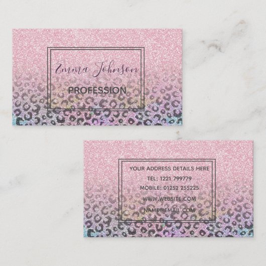 Carte De Visite Élégant Rose Gold Iridescente Parties scintillant (Devant / Derrière)