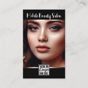 Carte De Visite Élégant Rose Gold Logo Photo QR Code Modèle