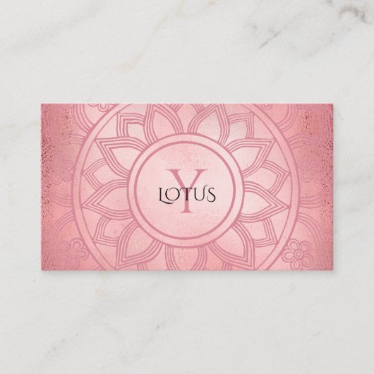 Carte De Visite Élégant Rose Gold Lotus Mandala Yoga (Devant)