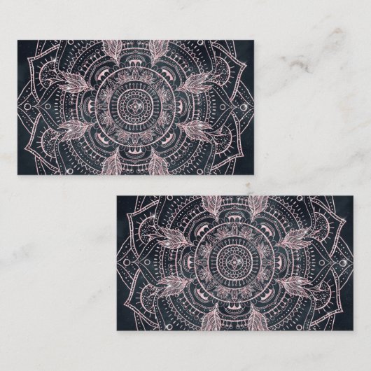 Carte De Visite Elégant Rose Gold Mandala Gray Nebula Design (Devant / Derrière)