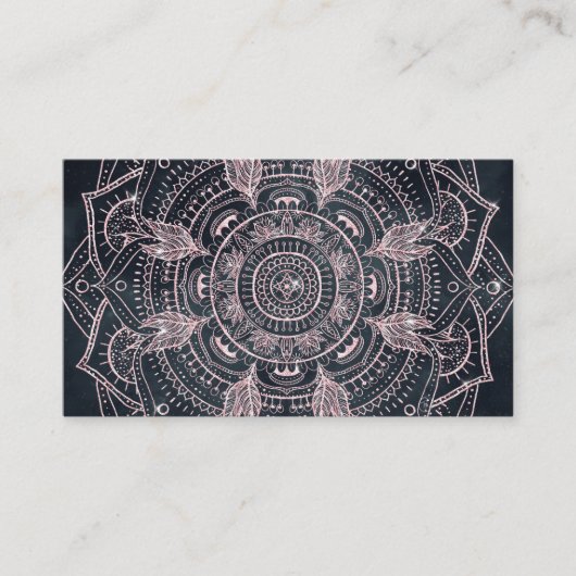Carte De Visite Elégant Rose Gold Mandala Gray Nebula Design (Devant)