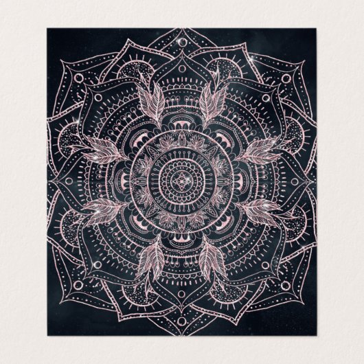 Carte De Visite Elégant Rose Gold Mandala Gray Nebula Design (Extérieur déplié)