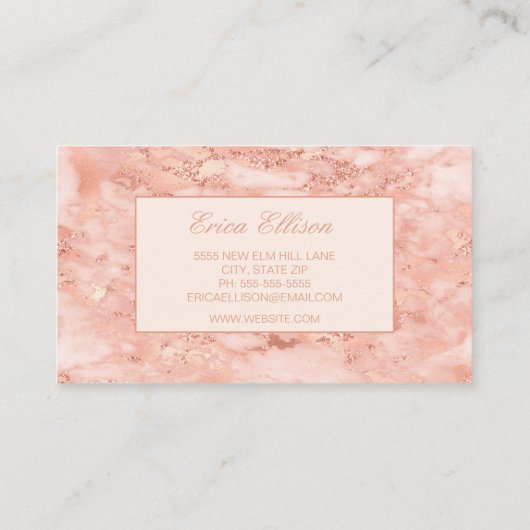Carte De Visite Élégant Rose Gold Marble Wedding planner (Dos)