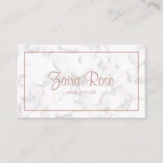 Carte De Visite Élégant Rose Gold Marbre moderne (Devant)
