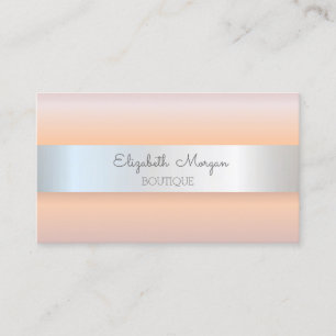 Carte De Visite Élégant Rose Gold Moderne, Rayure Argentée