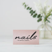 Carte De Visite Élégant Rose Gold Nail Technicien Chic (Debout devant)