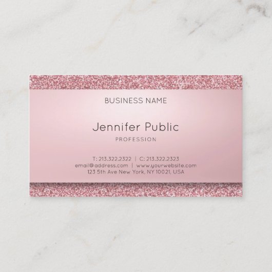 Carte De Visite Élégant Rose Gold Parties scintillant Moderne manu (Dos)
