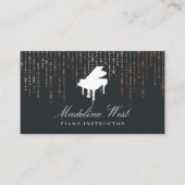 Carte De Visite Élégant Rose Gold Piano Instructeur de musique (Devant)