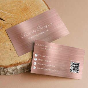 Carte De Visite Elégant Rose Gold QR Code Connexion avec nous